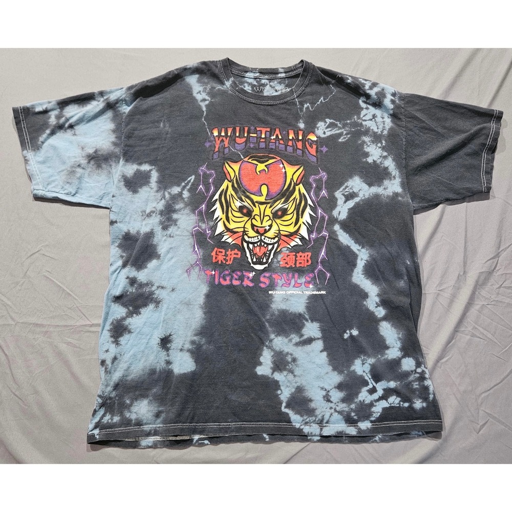 Wu-Tang Clan T-Shirt Mens L/XL Black Tie-Dye Fair Tiger Style Graphic Tee